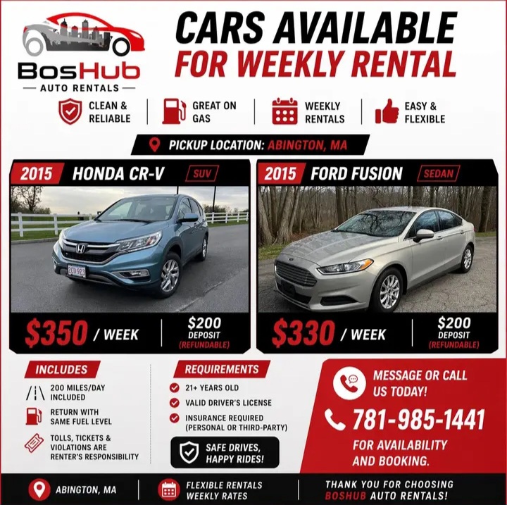 🚗 Cars Available for Weekly Rental in Abington — Cars
