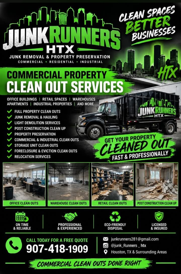 Junk Runners HTX — Junk Removal & Property in Houston Preservation — Moving